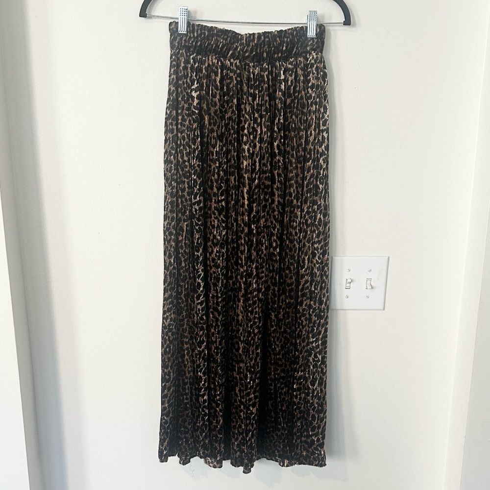 Stonebridge Vintage Leopard Pleated Midi/Maxi Skirt S